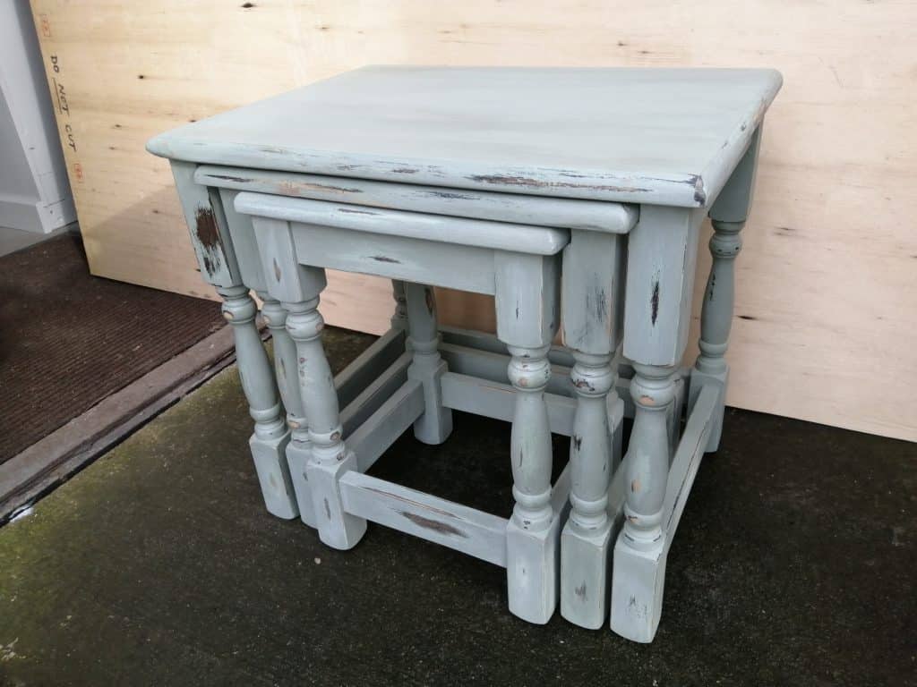 nest of three painted tables